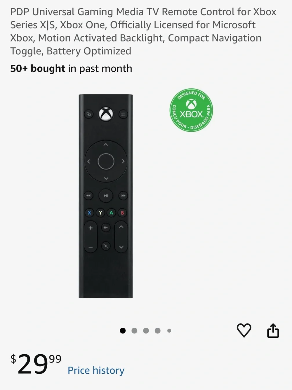 PDP Black Universal Media TV Remote for Xbox